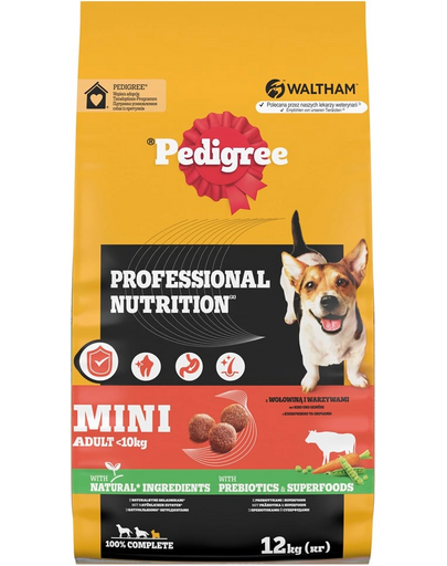 PEDIGREE Professional Nutrition Adult Mini marhahússal és zöldségekkel 12 kg kis testű kutyák számára