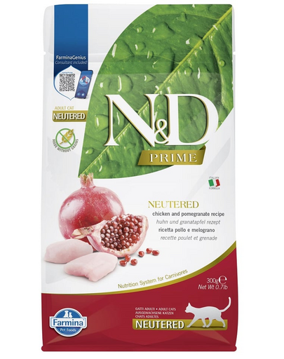 N&D Prime Adult Cat Neutered Chicken&Pomegranate 300g kurczak z owocem granatu dla dorosłych kastrowanych kotów