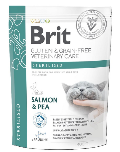 BRIT Grain Free Veterinary Care Cat Sterilised Salmon and Pea 400 g