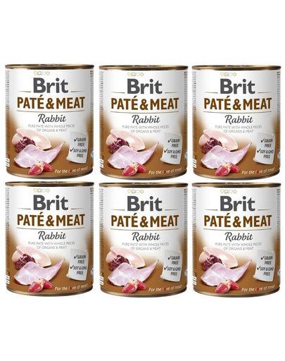 BRIT Pate&Meat rabbit 6x800 g pasztet z królikiem dla psa