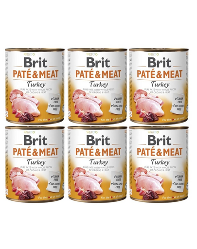 BRIT Pate&Meat turkey 6x800 g pasztet z indykiem dla psa