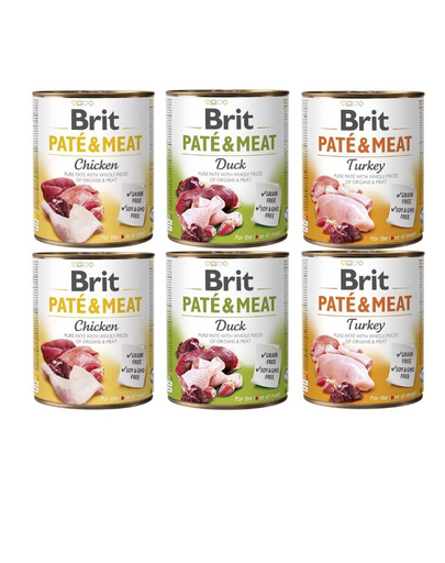 BRIT Pate&Meat Mix smaków z drobiem 6x800 g pasztet dla psów
