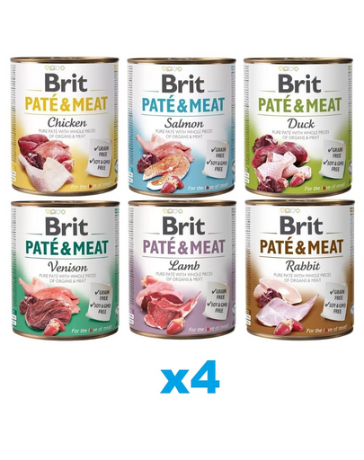 BRIT Pate&Meat Mix smaków 24x800 g pasztet dla psów