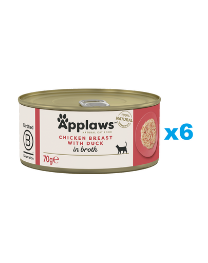 APPLAWS Cat Adult Chicken Breast with Duck in Broth pierś z kurczaka z kaczką w bulionie 6x70g