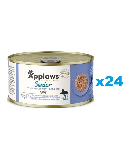 APPLAWS Cat Senior Tuna Fillet with Sardine in Jelly tuńczyk z sardynką w galaretce dla starszych kotów 24x70 g