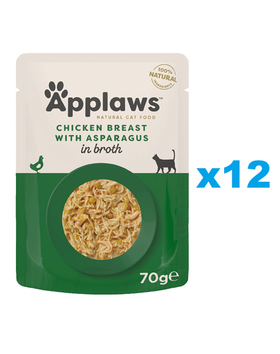 APPLAWS Cat Adult Pouch Chicken Breast with Asparagus in Broth kurczak i szparagi w bulionie 12x70 g