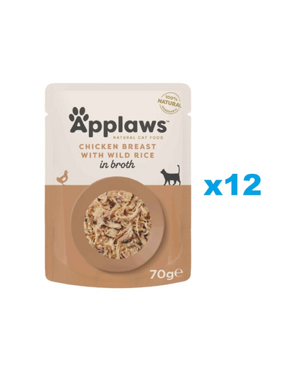 APPLAWS Cat Adult Pouch Chicken Breast with Wild Rice in Broth kurczak i dziki ryż w bulionie 12x70 g