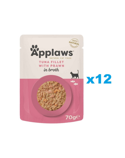 APPLAWS Cat Adult Pouch Tuna Fillet with Prawns in Broth tuńczyk i krewetki tygrysie w bulionie 12x70 g