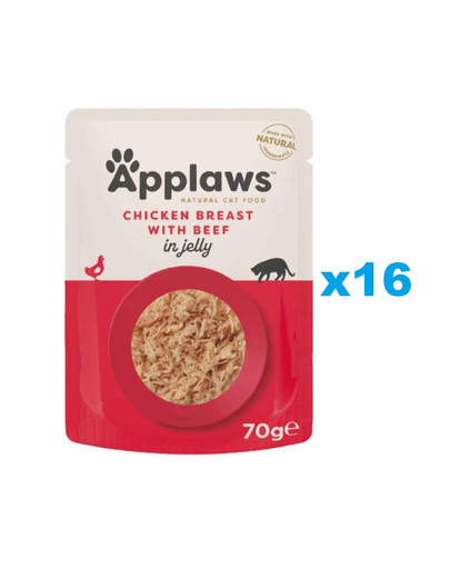 APPLAWS Cat Adult Pouch Chicken Breast with Beef in Jelly kurczak z wołowiną w galaretce 16x70 g