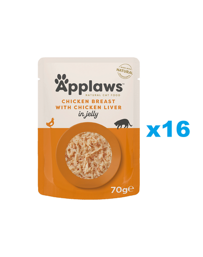 APPLAWS Cat Adult Pouch Chicken Breast with Liver in Jelly kurczak i wątróbka w galarecie 16x70 g