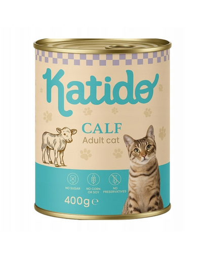 KATIDO Adult Cat Veal 400 g borjúhús lazacolajjal macskák számára