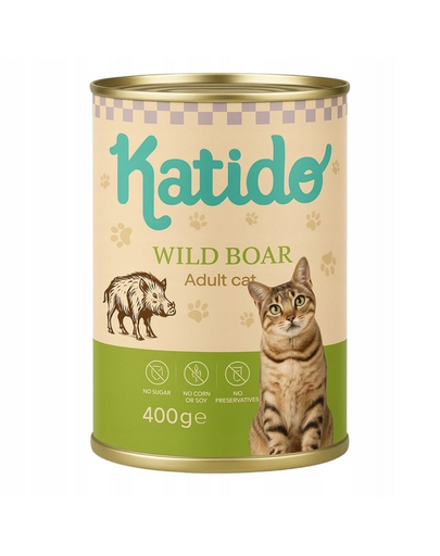 KATIDO Adult Cat Wild Boar 400 g vaddisznó lazacolajjal macskáknak