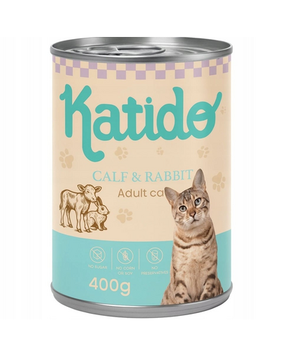 KATIDO Adult Cat Veal and Rabbit 400 g borjúhús és nyúl lazacolajjal macskáknak