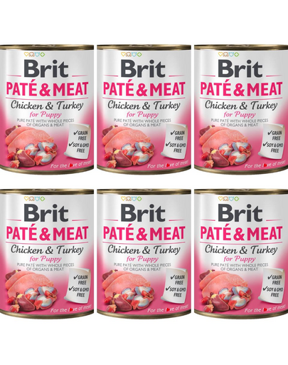 BRIT Pate&Meat puppy 6x800 g pasztet dla szczeniąt