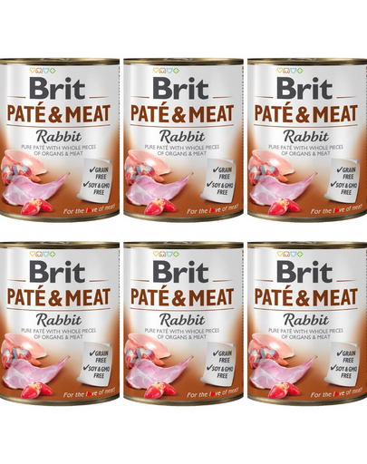 BRIT Pate&Meat rabbit 6x800 g pasztet z królikiem dla psa