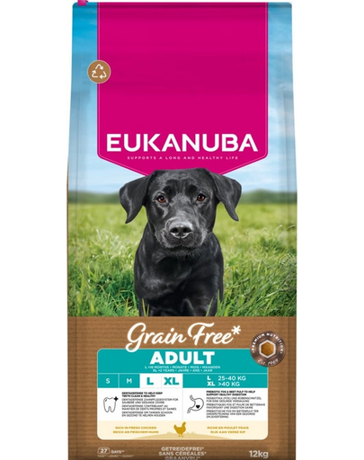 EUKANUBA Grain Free Adult Large Chicken 12 kg gabonamentes kutyatáp nagytestű kutyáknak csirkével