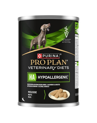 PURINA PRO PLAN Veterinary Diets Canine HA Hypoallergenic 400g ételérzékenység esetén, nedves táplálék felnőtt kutyák és kölykök számára
