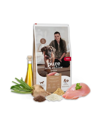 MERA Dog Pure Sensitive Junior Turkey Rice 12,5 kg pulyka és rizs, száraz táp érzékeny kölyökkutyák számára