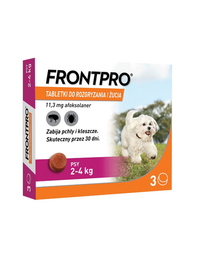 FRONTPRO 2-4 kg S 3 db rágótabletta kullancsok és bolhák ellen kutyáknak