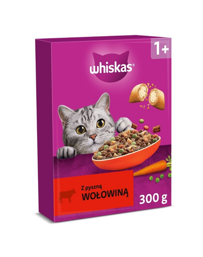 WHISKAS Felnőtteknek ízletes marhahússal 300 g száraz macskaeledel