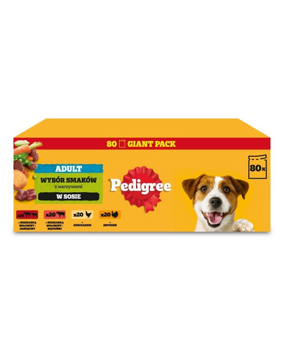 PEDIGREE Felnőtt Ízek Választéka szószban 80x100 g nedves kutyatáp