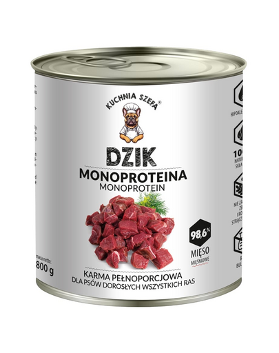 KUCHNIA SZEFA Monoproteina Dzik 800g nedves kutyatáp