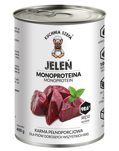 KUCHNIA SZEFA Monoproteina Szarvas 400g nedves kutyaeledel