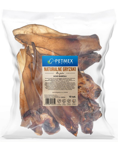 PETMEX Bivaly fül 10 db természetes rágcsáló kutyáknak