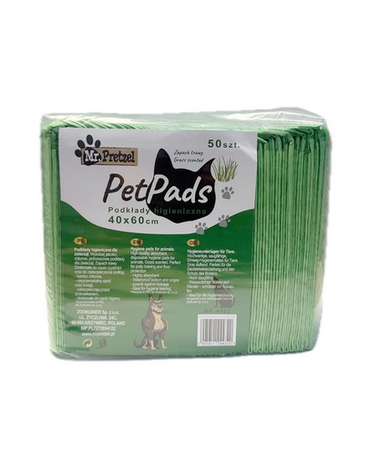 MR. PRETZEL Higiéniai alátétek kutyáknak fű illattal 40x60cm 50db.