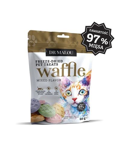DR MALOU Waffle Mixed Flavor Wafle liofilizált csirkehúsból macskáknak 60g