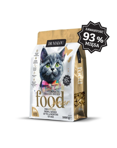 DR MALOU Kiscicák Liofilizált táp Csirke kecsketejjel és tojássárgájával 1 kg száraz táp kiscicák számára