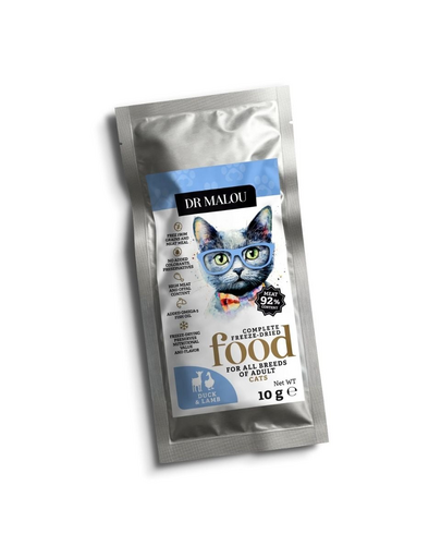 DR MALOU Liofilizált kacsahús bárányhússal 10 g száraz macskaeledel