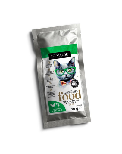 DR MALOU Liofilizált kaja Csirke lazaccal 10 g száraz kaja macskáknak