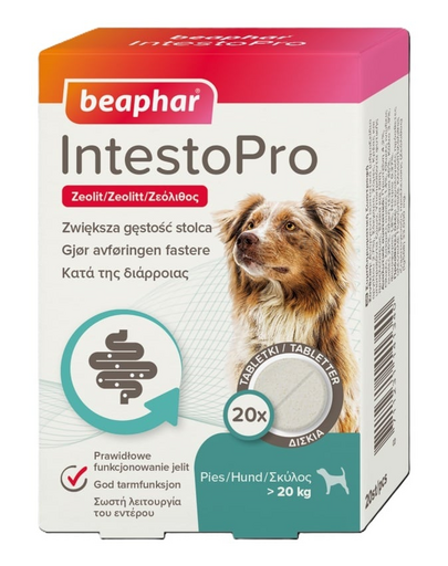 BEAPHAR IntestoPro tabletták a széklet normális állagának támogatására 20 db kutyáknak (20 kg felett)