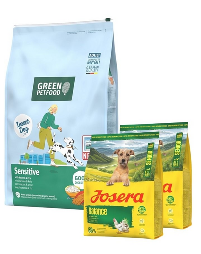GREEN PETFOOD InsectDog Sensitive 10kg érzékeny kutyák számára rovarokkal és rizzsel + 2x900g ingyenes étel