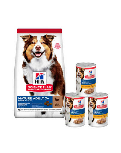 HILL'S Science Plan Canine Mature Adult Lamb & Rice 14 kg idősebb kutyáknak + 3 doboz INGYENES