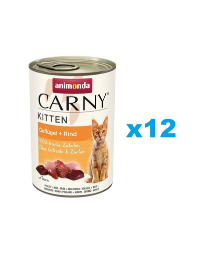 ANIMONDA Carny Kitten Poultry&Beef 12x400 g drób i wołowina dla kociąt