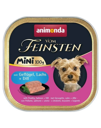 ANIMONDA Vom Feinsten Mini csirkével, lazaccal és kaporral 100g nedves táplálék kisméretű kutyák számára