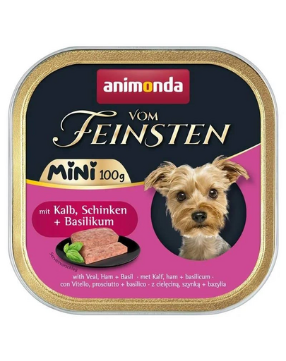 ANIMONDA Vom Feinsten Mini borjúhússal, sonkával és bazsalikommal 100g nedves táplálék kisméretű kutyáknak