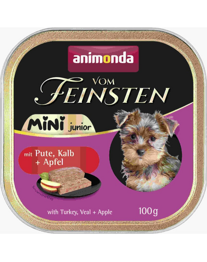 ANIMONDA Vom Feinsten Mini Junior pulykával, borjúhússal és almával 100g nedves táplálék kiskutyák számára