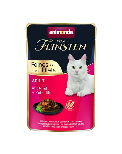 ANIMONDA Vom Feinsten Fines mit Filets Adult Wołowina i filet z indyka 85g mokra karma dla kotów