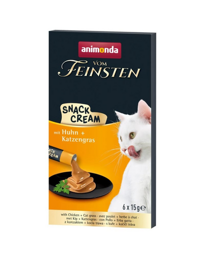 ANIMONDA Vom Feinsten Snack Cream csirkével és macskafűvel 6x15g krémes jutalom macskáknak