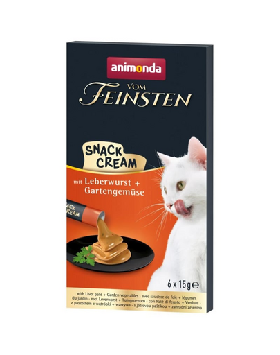 ANIMONDA Vom Feinsten Snack Cream májkrémes és zöldséges falatka macskáknak 6x15g