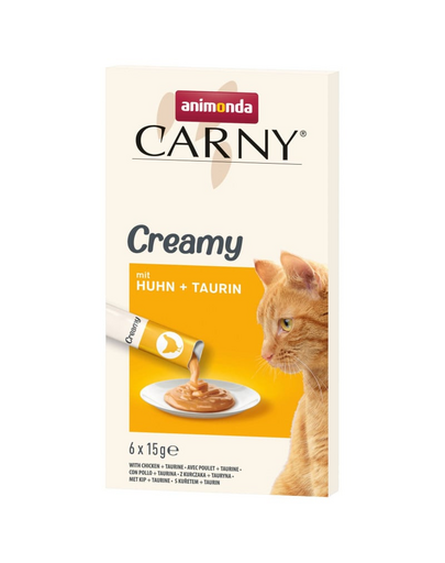 ANIMONDA Carny Creamy csirkével és taurinnal 6x15 g krémes jutalom macskáknak