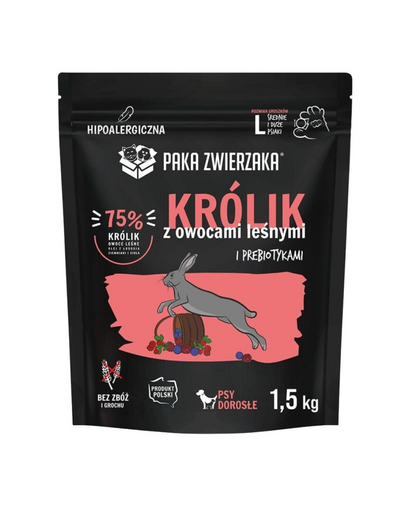 PAKA ZWIERZAKA Nyúl erdei gyümölcsökkel L 1,5 kg száraz táp nagy kutyák számára
