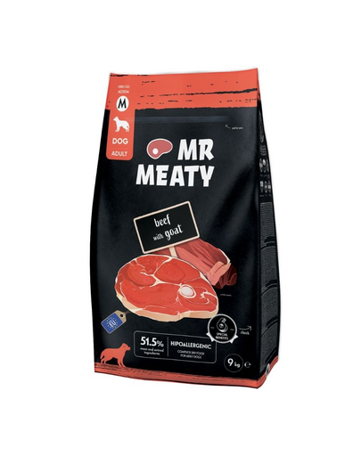 MR MEATY Kutya Marha Kecskével M 9 kg marhahús kecskével, száraz kutyatáp