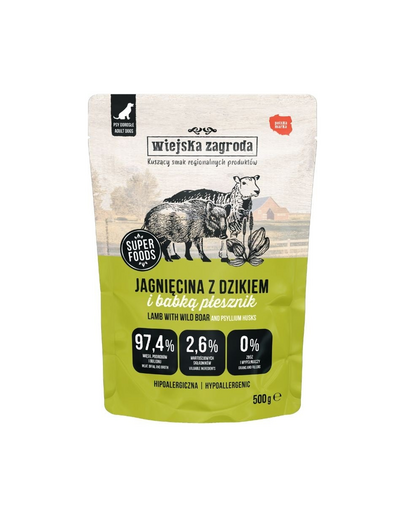 WIEJSKA ZAGRODA Duo Bárányhús vaddisznóval nedves eledel kutyáknak 500g