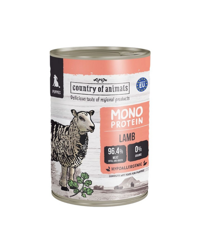 COUNTRY OF ANIMALS Puppies Monoprotein Lamb 400g bárányhús, nedves táplálék kölyökkutyák számára