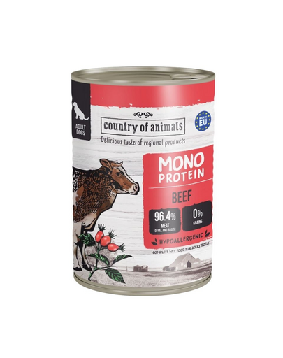 COUNTRY OF ANIMALS Dog Monoprotein Beef 400g marhahús, nedves kutyaeledel