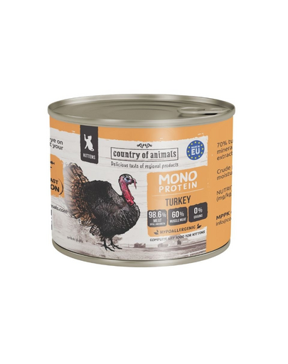 COUNTRY OF ANIMALS Kittens Monoprotein Turkey 200g pulyka, nedves kaja macskák számára